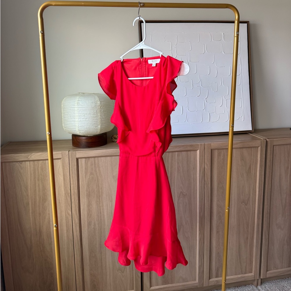 Bright Pink Ruffle Midi Dress - Unbranded
